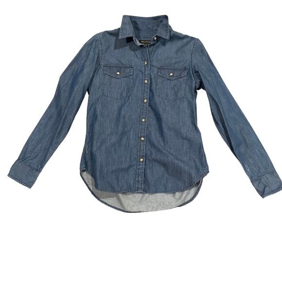 Banana Republic Blue Button-Down Denim Top, Size Small - Picture 1 of 13